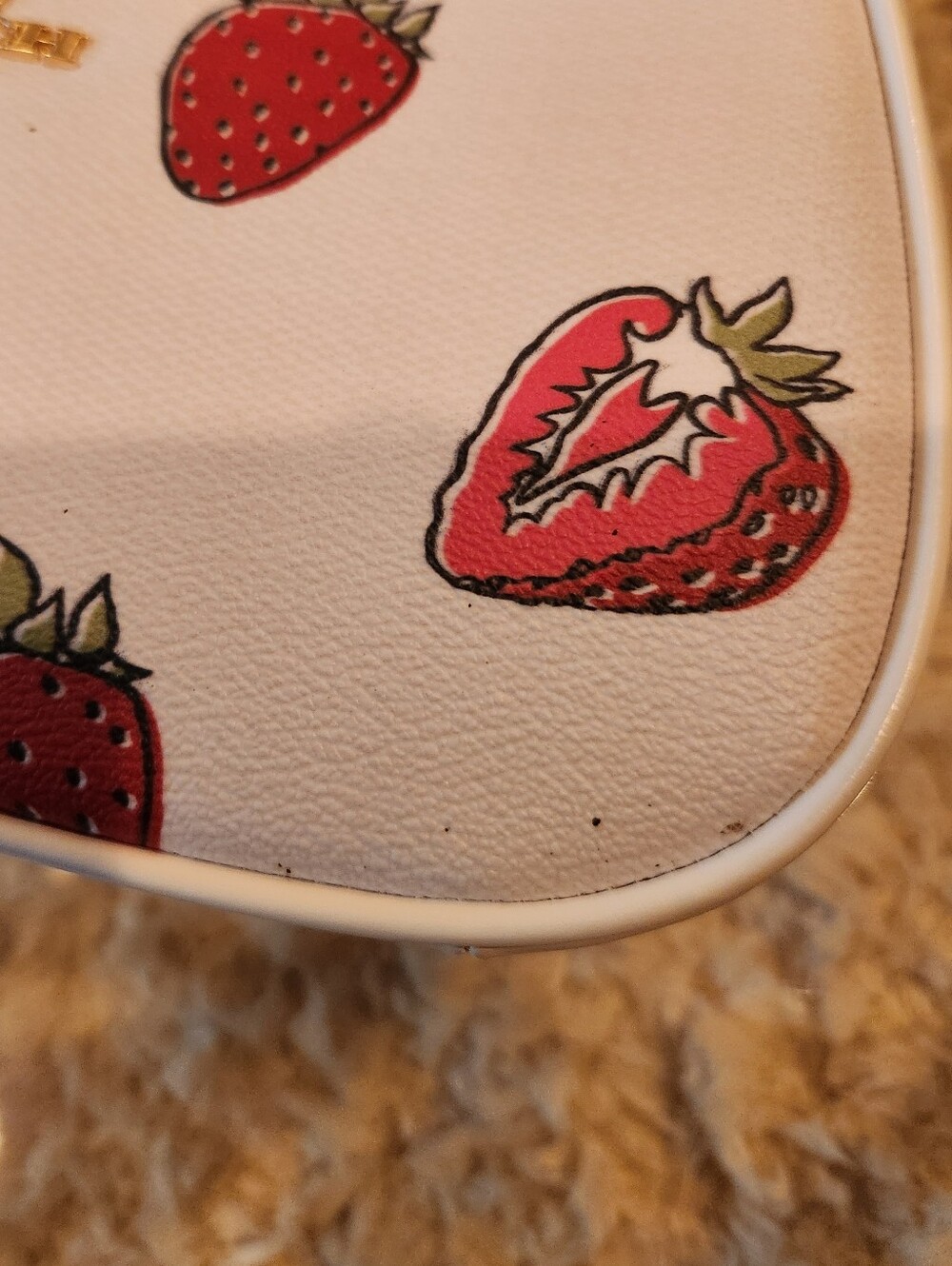 COACH White Leather Mini Bag with Strawberry Print and Gold Hardware - Picture 9 of 9